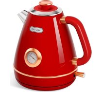 Hazel Quinn Retro elektriskā tējkanna ar termometru Pilnībā nerūsējošā tērauda bez plastmasas bezvadu tējkanna automātiskā izslēgšanās 2200W 1,7L Vintage Rudy Red
