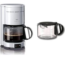 Braun KF 47 WH kafijas automāts - filtrēšanas kafijas automāts ar stikla krūzi klasiskai filtrētai kafijai, aromātiskai kafijai, pateicoties OptiBrew sistēmai, automātiska izslēgšanās, balts un KFK 10L rezerves krūze, melns