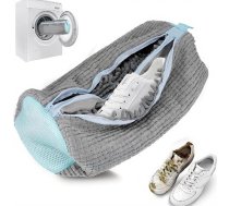 Apavu veļas maiss veļas mašīnai, 2-in-1 Double Zip Double Pockets apavu maiss, 360° vispusīga tīrīšana un aizsardzība, atkārtoti lietojams veļas maiss apaviem visiem apavu tipiem un izmēriem (pelēks)