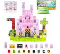 Magnētiskie klucīši, 96 gabali, magnētiskais kubs, princeses rozā pils pasaule, rotaļlieta 3+ gadus veciem bērniem, Montessori sensorā STEM rotaļlieta pirmsskolas vecuma bērniem, Ziemassvētku dāvanas bērniem