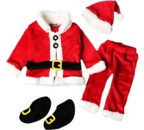 Geagodelia Baby Boys Ziemassvētku apģērbs Santa apģērbs Ziemassvētku apģērbs Bērnu apģērbu komplekts ar garām piedurknēm Top + bikses Jaundzimušo mīksts bērnu komplekts