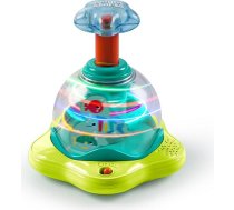 Bright Starts, 10042 Press & Glow Spinner, muzikāla rotaļlieta žiroskops ar mirgojošām gaismām un melodijām, veicina motoriskās prasmes un izpratni par cēloņiem un sekām