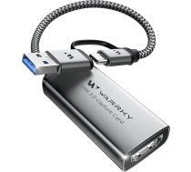 WARRKY USB 3.0 HDMI uz USB C 1080P 60FPS video ierakstīšanas karte spēļu tiešraides video ierakstīšanai, neilona kabelis un alumīnija korpuss, saderīga ar Windows/MacOS/Switch/OBS