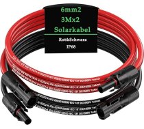 MXRPV Saules kabelis 4 mm²/6 mm², Saules kabeļa pagarinājums 2/3/5/10/15 m, bezinstrumentu saules pagarinājuma kabelis, PV kabelis (6 mm², 3 m)