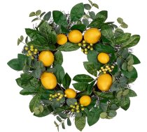 18 collas / 46 cm Mākslīgo ziedu vainags Dekoratīvs durvju vainags Lemon priekšējām durvīm, mājas sienas iekārtošanai vai pavasara vasaras Lieldienu dekorēšanai, mājās, ballītēm, durvīm, kāzām