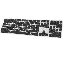KB-K2-SV-DE Bluetooth alumīnija bezvadu tastatūra Mac, zema profila un klusuma taustiņi, saderīga ar vairākām ierīcēm, Apple iMac, MacBook, Mac un iPad, uzlādējams akumulators, sudrabaini melna krāsa