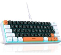 Snpurdiri 60 % spēļu vadu tastatūra, RGB LED apgaismojums, mehāniskā tastatūra Mini maza, ergonomiska, kompakta, biroja tastatūra datoram (63 White/Black/Orange)