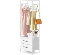 MYGIIVOVO Atvērts drēbju skapis ar atvilktnēm guļamistabai ar 2 balta auduma atvilktnēm, 4 sānu āķiem un metāla rāmi, 30D x 50W x 172H cm