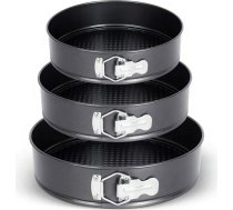 plastific 3 gabali nepielipstošas atsperu formas apaļas kūku veidnes kūku cepšanai, apaļas kūku veidnes, cepšanas pannas, nepielipstošas smagas izturības atsperu formas veidnes 22cm, 24cm un 26cm
