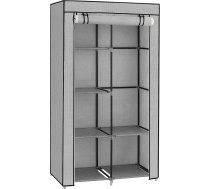 SONGMICS RYG084G22 Skapis 1 drēbju rēde 6 līmeņu neausta auduma metāla rāmis 45 x 88 x 168 cm Guļamistaba Priekšnams Garderobe pelēka eglīte