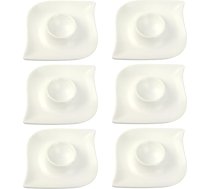 Schramm® 6 olu trauku komplekts no porcelāna baltā matētā vai melnā matētā izliektā porcelāna, pieejams 2 dažādās krāsās, olu turētājs ar plauktu, olu statīvs, krāsa: balta matēta.