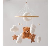 Solījums Babe Baby Baby Mobile Bērnu gultas turētājs Koka bērnu gulta Mobilā turētājs Maināmā galds Bērnu mūzikas kaste White Clouds Moon White Clouds Moon Brown Bear Pendant Mobile Baby Room