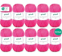 Gründl Lisa Lisa Premium vienkāršā adāmadata (mīksta un vilnai līdzīga dzija, viegli kopjama, izgatavota no 100% poliamakrila šķiedras, 50 g/133 m, adatu izmērs: 3,5-4,5, 10 x 50 g bumbiņas), neona rozā krāsā
