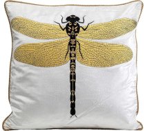 Kare Design Spilvens Glitter Dragonfly, balts, noņemams pārvalks ar rāvējslēdzēju, ar pildījumu, dekoratīvs spilvens, dekoratīvs spilvens, mājas aksesuārs, pārvalks ar samta izskatu, 40 x 40 cm (H x W)