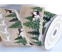 10m x 63mm Roll Wired Edge Ziemassvētku lenta Tree Tinsel Wreath Dāvanu loki no Apvienotās Karalistes specializētā kompānija - pirkt ar pārliecību Glitter Burlap briedis mežā
