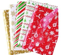 100 lapas 50 x 35,1 cm Ziemassvētku salvešpapīrs dāvanu iesaiņošanai, Ziemassvētku salvešpapīrs ar zelta krāsas baltu eglīti, sarkanu un zaļu svītru dizainu, Ziemassvētku salvešpapīrs dāvanu iesaiņošanai, Ziemassvētku salvešpapīrs ar
