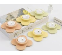 HofferRuffer 6 keramikas tējas lampu turētāju komplekts ziedu formā, Morandi krāsas, sveču turētāji un sveču trauki kāzām, Ziemassvētkiem, dzimšanas dienai, ballītei, galda dekorēšanai (jaukts)