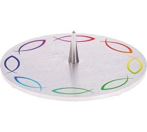 FRITZ COX Rainbow Fish Circle Candle Holder, varavīksnes krāsas, nerūsējošā tērauda plāksnīte ar uzgalīti, dzimšanas dienas svecēm, kristību svecēm, komūnijas svecēm, 12 cm