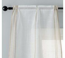GIRASOLE HOME® 1 pāris auduma lina maisījums svītru filtra aizkari viesistabai guļamistabai iekštelpās 2 paneļi ar kabatu (bēšs, 60x235cm)