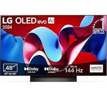 LG OLED48C47LA televizors 48 collas (121 cm) OLED evo televizors (α9 Gen7 4K AI procesors, webOS 24, Dolby Vision, līdz 120 Hz) [2024. gada modelis]