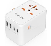 TESSAN ceļojuma adapteris visā pasaulē, 65 W GaN ceļojuma adapteris, ātrais lādētājs, ceļojuma kontaktdakša ar 2 USB un 3 USB C, universāls Japānai, Vācijai, ASV, Anglijai, Ķīnai, Ķīnai