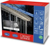Konstsmide 3739-132 LED čiekuru gaismas aizkars ar gaismas sensoru un 6h un 9h taimeri, matēts, 80 silti baltas diodes, darbināms ar baterijām, āra (IP44), balts kabelis