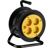 XUANSHI Mini kabeļu spole, 10 m H05VV-F 3G1.5 kabelis - Siltumizturība - IP20 iekštelpās/Kabeļu spole ar 4 Schuko ligzdām / 4 virzienu kabeļu kaste ar pagarinātāju / Kabeļu rullītis iekštelpām