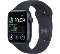 Apple Watch SE (2. paaudzes) (GPS + mobilais, 44 mm) - Alumīnija korpuss pusnakts ar pusnakts sporta siksniņu - Parasts (atjaunots)