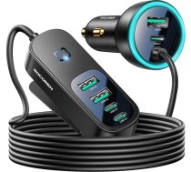 Rocoren Cigarešu aizdedzinātāja USB C auto lādētāja adapteris 105 W, PD3.0 QC3.0 6 portu auto lādētājs ar 1,5 m kabeli, saderīgs ar iPhone 16/15/iPad Pro/Galaxy S24/Huawei/MacBook Air