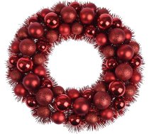 Ziemassvētku vainags ar 56 sarkanām bumbiņām, 39 cm diametrā, dažādu krāsu, oriģināls un elegants (sarkans)