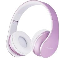 PowerLocus Bluetooth austiņas, bezvadu HiFi stereo, salokāmas austiņas ar mikrofonu, mīkstiem ausu spilventiņiem, Micro SD/TF, FM radio iPhone/Android/Tablet/Laptop (baltas/ violetas)