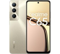 realme c65 viedtālrunis 6+128 GB, 50 MP AI kamera, 6,67 collu Eye Comfort displejs ar 90 Hz atsvaidzināšanas frekvenci, 45 W ātrā uzlāde, 5000 mAh ietilpīgs akumulators, NFC atbalsts, zvaigžņota zelta krāsā