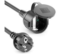 deleyCON 5 m āra pagarinātājs Strāvas pagarinātājs IP44 (H07RN-F 3G1,5 mm²) Strāvas pagarinātājs, izturīgs pret laikapstākļiem, gumijas kabelis izmantošanai ārpus telpām - aizsargā kontaktdakšu kontaktdakšu - melns