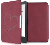 kwmobile Aizsargvāciņš saderīgs ar Amazon Kindle Paperwhite - mākslīgās ādas vāciņš (modeļiem līdz 2017. gadam) - Heart Brush Dark Red