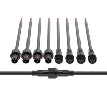 BTF-LIGHTING 3-pin ūdensizturīga elektriskā kontaktdakša 18AWG IP65 vīriešu kontaktligzda 7,87 in/20 cm pagarinājuma kabelis laivai, iekštelpu/āra LED lentes/strēmeņu gaismai 22 mm uzgrieznis liels 5 pāri
