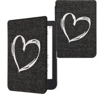 kwmobile Korpuss saderīgs ar Kobo Clara 2E / Tolino Shine 4 vāku - aizsargvāciņš no auduma - Korpuss Heart Brush Grey
