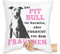 Spilvens 40 x 40 cm Dekoratīvs spilvens - paziņojums ar teicienu - Der Pit Bull ist harmlos aber Vorsicht vor dem Frauchen - Grey - 40 x 40 cm - White - Teicieni Pit Bull Quotes Pittbul Funny Dog Woman