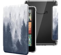 MoKo Hülle für All-New 7" Kindle Paperwhite 12. Gen 2024 & Kindle Colorsoft Signature Edition, Ultraklar Weich Transparent TPU Rückseite Leicht Schutzhülle mit Auto Schlaf/Aufwach, Grauer Wald