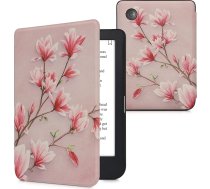 kwmobile Flip Case saderīgs ar Kobo Clara 2E / Tolino Shine 4 Case - e-lasītāja futrālis - Magnolia Pink White Dusky Pink