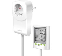 LogiLink EM0006 Balts enerģijas izmaksu mērītājs ar CO2 emisiju aprēķinu un pagarināšanas kabeli
