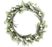 Mākslīgais Ziemassvētku vainags ar ogām, Mākslīgais matēts Ziemassvētku vītols, Mākslīgā zaļumi, Ēmeles vainags Dekorācijas Ziemassvētkiem, Mājai, Ballītei, Priekšējo durvju rotāšanai (Balta)