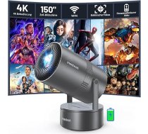 Mentech X3 Mini projektors 4K mājas kinozāles mini projektors WiFi 6 un BT5.2 ar Android OS, automātiskā trapeces korekcija, 180 grādu leņķis, 150 collu displejs tālrunim/PC/Xbox, HDMI