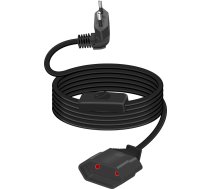YANBORONSN 90 grādu Eiropas strāvas vads ar slēdzi Strāvas kabelis, 2,5A 250V pagarināšanas kabelis, plakana Eiropas kontaktdakša un slēdzis, 2 x 0,75 mm2 (melns, 2 m)