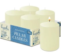 Hyoola Ivory Pillar Candles 5 x 7,5 cm - Nekoncentrētas sveces, lielas - 4 gabaliņi - sveces ar ilgu degšanas laiku Ražots ES