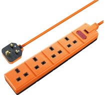 Masterplug EXS1344O Neizslēgts LED strāvas indikatora pagarinājuma vads 4 m vads Heavy Duty pārmontējams strāvas strāvas pagarinātājs Strāvas strāva Permaplug Orange 13A 4G 4M