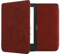 kwmobile Korpuss saderīgs ar Kobo Clara 2E / Tolino Shine 4 Korpuss - mākslīgās ādas vāciņš - Brush Hearts Dark Red