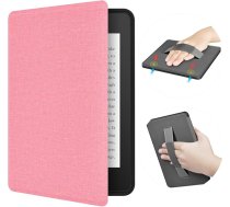 ERUNTO futrālis 7" 12th Kindle Paperwhite, Signature Edition un Kindle Colorsoft. TPU futrālis ar auduma tekstūru un siksniņu, abpusējs magnētiskais apvalks ar modināšanas/miega funkciju (rozā)
