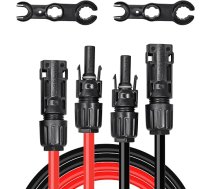 2 x 8 m saules kabelis ar 2 atslēgām, 4 mm² 1500 V PV saules paneļu pagarināšanas kabelis, ūdensizturīgs IP67 saules kontaktdakša, PV kabeļa pagarinājums saules sistēmām/moto māju/jūras/elektrostaciju vajadzībām