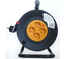 Pagarināšanas kabelis ar ruļli 3 x 1,5 mm (4 ligzdas, 25 m), melns