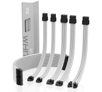 EZDIY-FAB kabelis ar apvalku - strāvas pagarinātājs ar papildu apvalku 24 pin 8 pin 6 pin 4 + 4 pin ar ķemmēm - balts